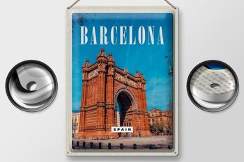 Panneau de voyage en étain, 30x40cm, Barcelone, espagne, Architecture rétro 2