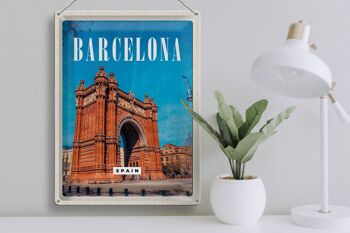 Panneau de voyage en étain, 30x40cm, Barcelone, espagne, Architecture rétro 3