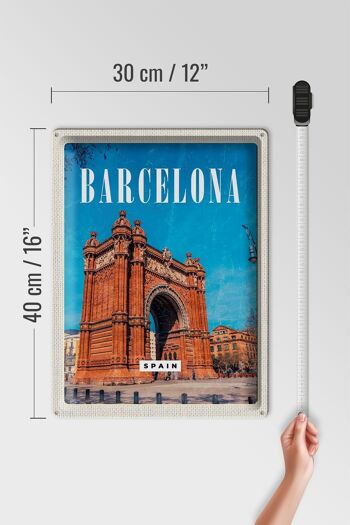 Panneau de voyage en étain, 30x40cm, Barcelone, espagne, Architecture rétro 4