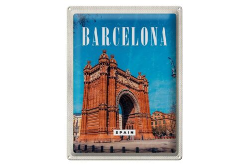 Blechschild Reise 30x40cm Barcelona Spain Architektur Retro