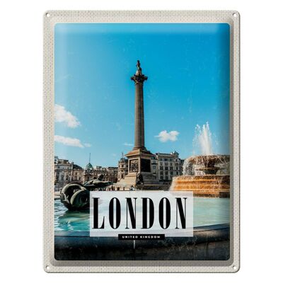 Blechschild Reise 30x40cm London UK Brunnen Trafalgar Square