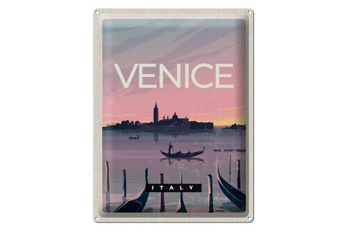 Blechschild Reise 30x40cm Venice Italy Boot malerisches Bild