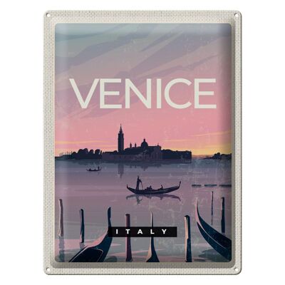 Cartel de chapa de viaje 30x40cm Venecia Italia barco imagen pintoresca