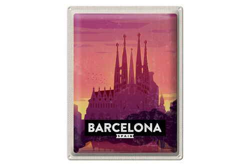 Blechschild Reise 30x40cm Barcelona malerisches Bild Kunst