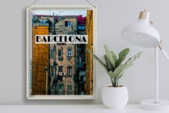 Panneau en étain voyage 30x40cm Barcelone Espagne vieilles maisons 3