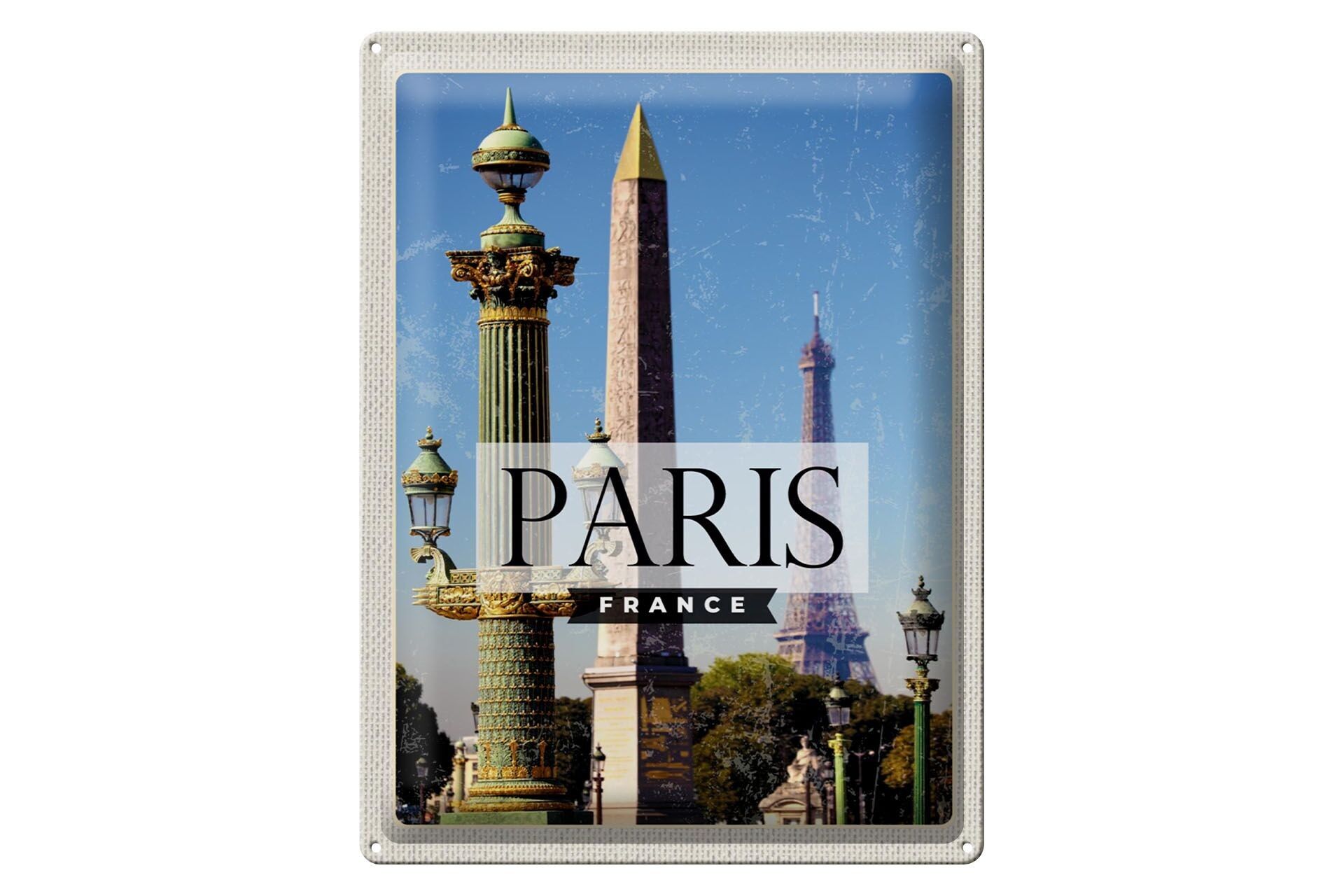 Blechschild Reise 30x40cm Paris France Retro Architektur