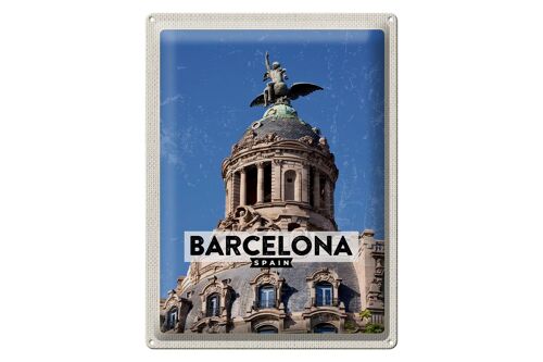 Blechschild Reise 30x40cm Barcelona Architektur Retro Geschenk