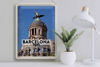 Signe en étain voyage 30x40cm, Architecture de barcelone, cadeau rétro 3