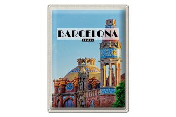 Panneau en étain voyage 30x40cm, destination de voyage de Barcelone, style mosaïque 1