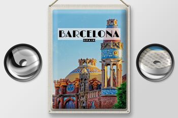 Panneau en étain voyage 30x40cm, destination de voyage de Barcelone, style mosaïque 2