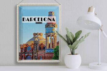 Panneau en étain voyage 30x40cm, destination de voyage de Barcelone, style mosaïque 3