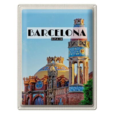Cartel de chapa viaje 30x40cm Barcelona destino de viaje estilo mosaico
