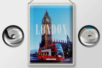 Plaque en tôle voyage 30x40cm Londres bus rouge bus rouge Big Ben 2
