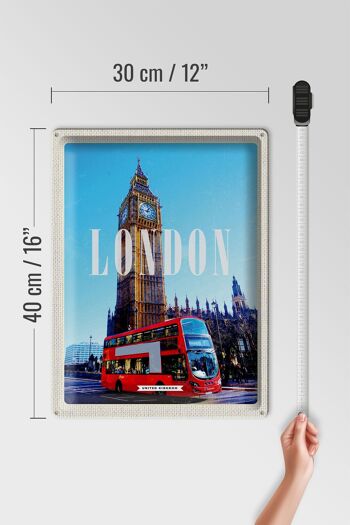 Plaque en tôle voyage 30x40cm Londres bus rouge bus rouge Big Ben 4