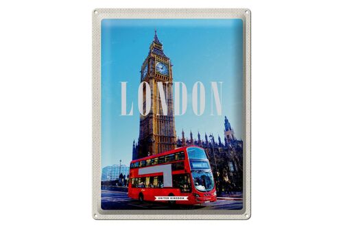 Blechschild Reise 30x40cm London red Bus roter Bus Big Ben