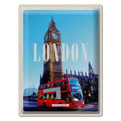 Plaque en tôle voyage 30x40cm Londres bus rouge bus rouge Big Ben