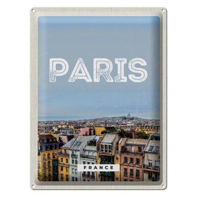 Targa in metallo da viaggio 30x40 cm Parigi vista panoramica sulla città