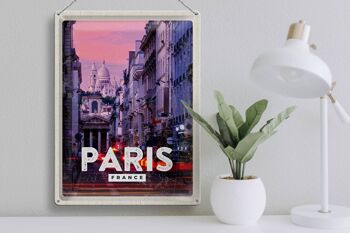 Panneau en étain voyage 30x40cm, Paris Panorama coucher de soleil 3