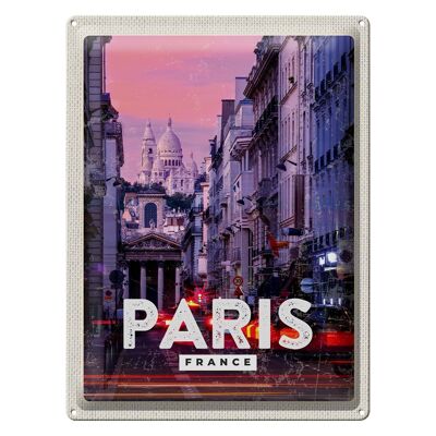 Targa in metallo da viaggio 30x40 cm Parigi Panorama Tramonto