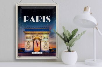 Signe en étain voyage 30x40cm, Paris France Arc de Triomphe rétro 3