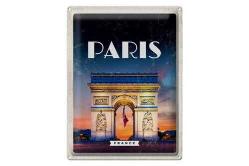 Blechschild Reise 30x40cm Paris France Arc de Triomphe Retro