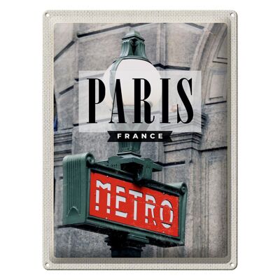 Targa in metallo da viaggio 30x40 cm Destinazione di viaggio in metropolitana di Parigi Francia