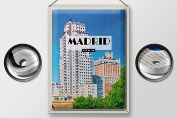 Panneau en étain voyage 30x40cm, Madrid, espagne, architecture de grande hauteur 2