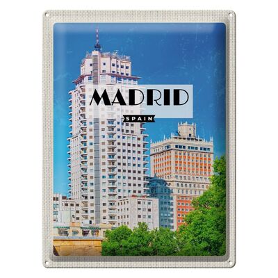 Blechschild Reise 30x40cm Madrid Spanien Hochhaus Architektur