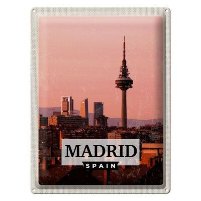 Cartel de chapa Viaje 30x40cm Madrid España Arquitectura Retro