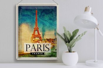 Panneau de voyage en étain, 30x40cm, Paris, France, tour Eiffel, Art 3