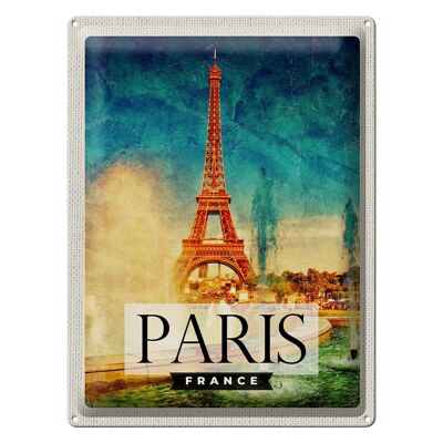 Targa in metallo da viaggio 30x40 cm Parigi Francia Torre Eiffel Art