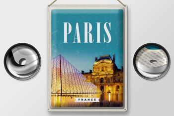 Panneau en étain voyage 30x40cm, Paris, France, Architecture nocturne 2