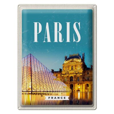 Panneau en étain voyage 30x40cm, Paris, France, Architecture nocturne