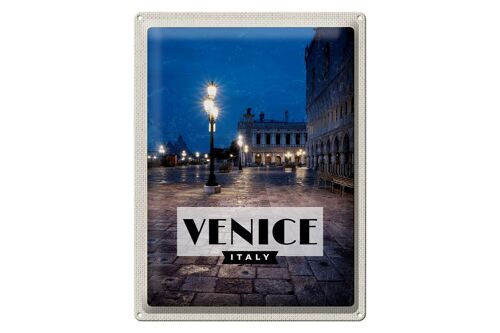 Blechschild Reise 30x40cm Venice Italien Blick auf Venice Nacht