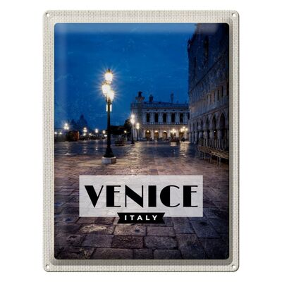 Cartel de chapa viaje 30x40cm Venecia Italia vista de Venecia noche