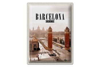 Panneau en étain voyage 30x40cm, Barcelone, Espagne, Panorama 1