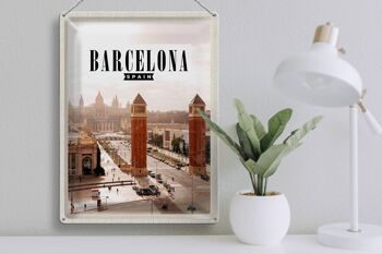 Panneau en étain voyage 30x40cm, Barcelone, Espagne, Panorama 3