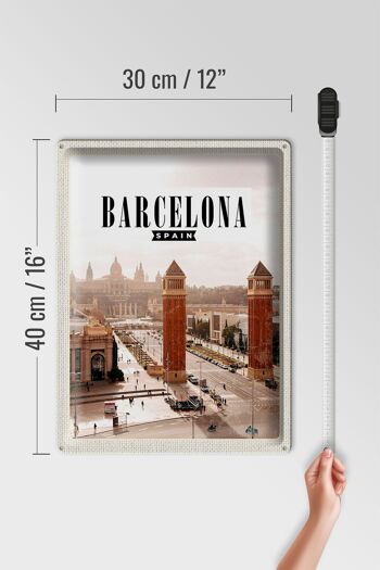 Panneau en étain voyage 30x40cm, Barcelone, Espagne, Panorama 4