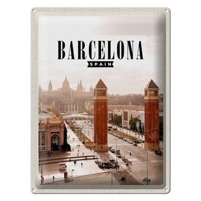 Targa in metallo da viaggio 30x40 cm Barcellona Spagna Panorama