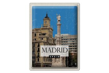 Plaque en étain voyage 30x40cm, panorama de Madrid, espagne 1