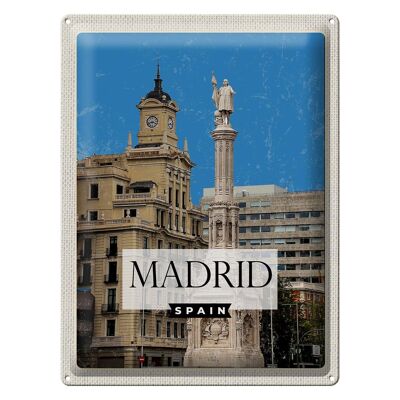 Plaque en étain voyage 30x40cm, panorama de Madrid, espagne