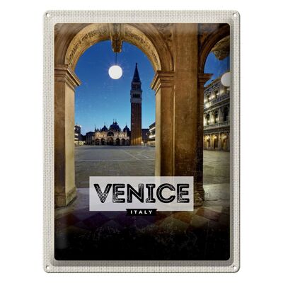 Tin sign travel 30x40cm Venice Italy night architecture