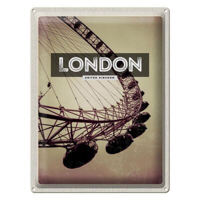 Targa in metallo da viaggio 30x40 cm Londra Inghilterra London Eye Travel