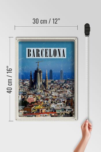 Plaque en tôle voyage 30x40cm Barcelone Espagne vue sur la ville 4