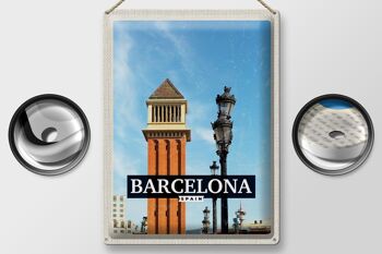 Panneau en étain voyage 30x40cm, mosaïque de jour d'image de barcelone espagne 2
