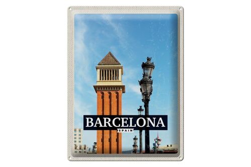 Blechschild Reise 30x40cm Barcelona Spanien Bild Tag Mosaik