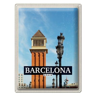 Blechschild Reise 30x40cm Barcelona Spanien Bild Tag Mosaik