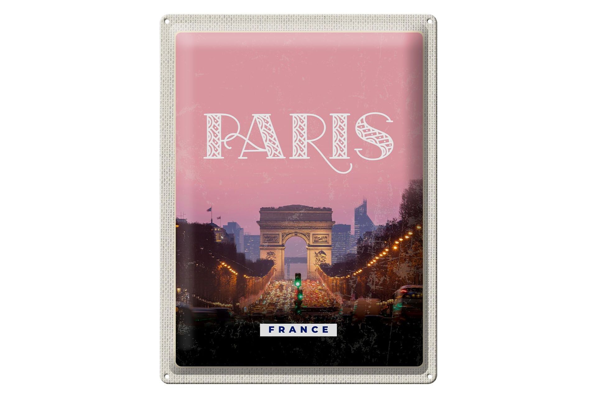 Blechschild Reise 30x40cm Paris Frankreich Architektur Trip