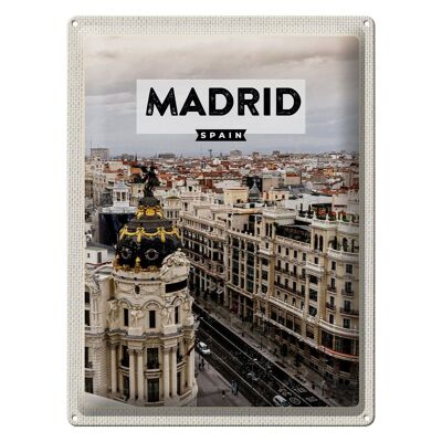 Signe en étain voyage 30x40cm, Madrid, espagne, Destination de voyage, Architecture
