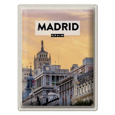 Plaque en étain voyage 30x40cm Madrid Espagne court voyage